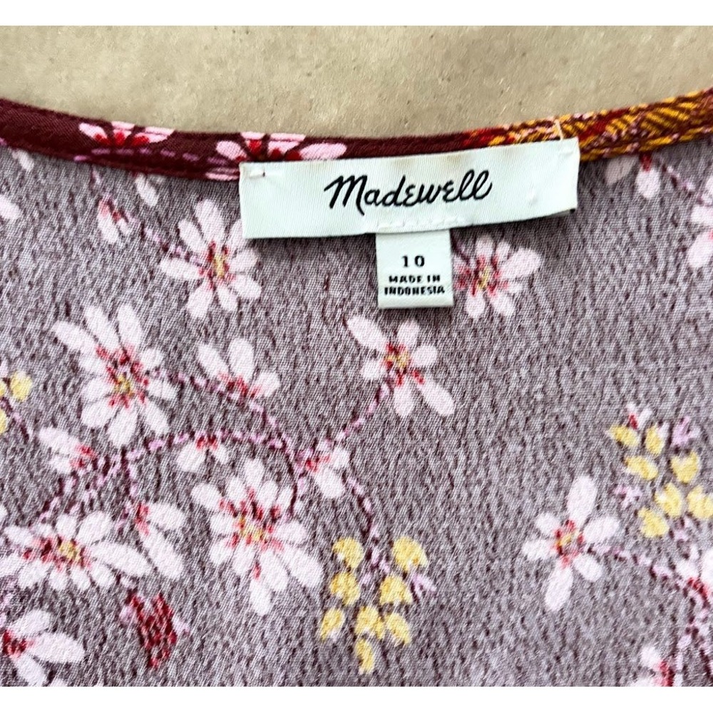 Madewell‎ Floral Butterfly Sanctuary Wrap Blouse Top Size 10 Flutter Sleeve Boho - Picture 6 of 10